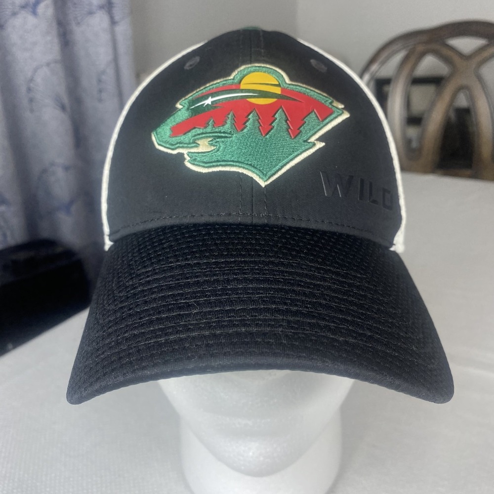 Minnesota‎ Wild Hat Cap Snap Back Black White NHL Hockey Trucker Mesh Mens